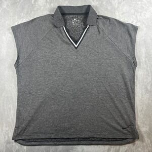 Nike Womens Dri-FIT Sleeveless Golf Polo Shirt Grey Cracked Print XL AV3654-010